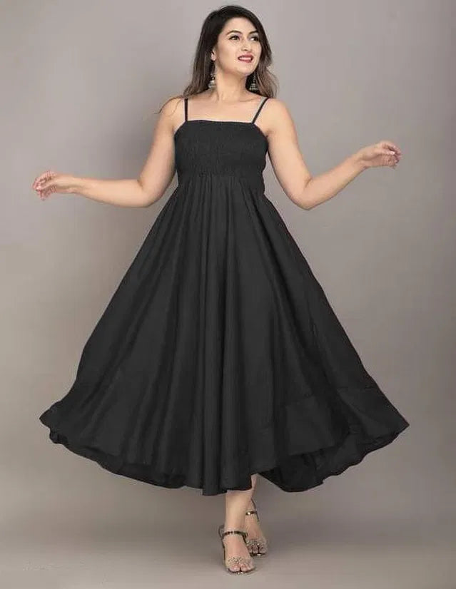 Women Maxi Black Full Length Dress